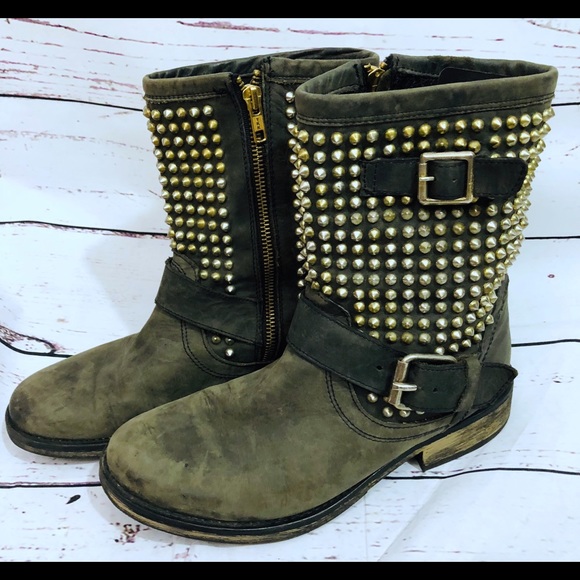 Steve Madden Studded Distressed Look Boots - Picture 4 of 8